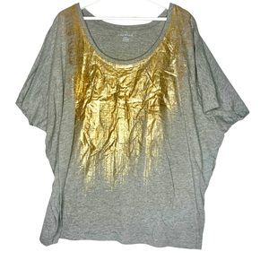 Lane Bryant size 14 gray & gold graphic tee NWOT